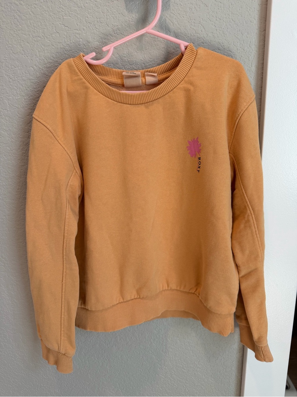 Roxy Toasted Orange Crewneck Sweatshirt with Pink Logo
